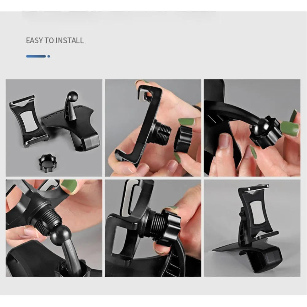 3 in 1 Car GPS Smartphone Holder: Dashboard / Visor Clamp   AC Grid Clip for Allview P9 Energy Lite - Black
