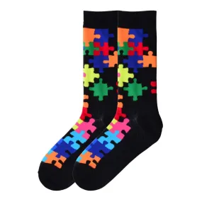 Black and Bright Puzzle Socks (Men's)