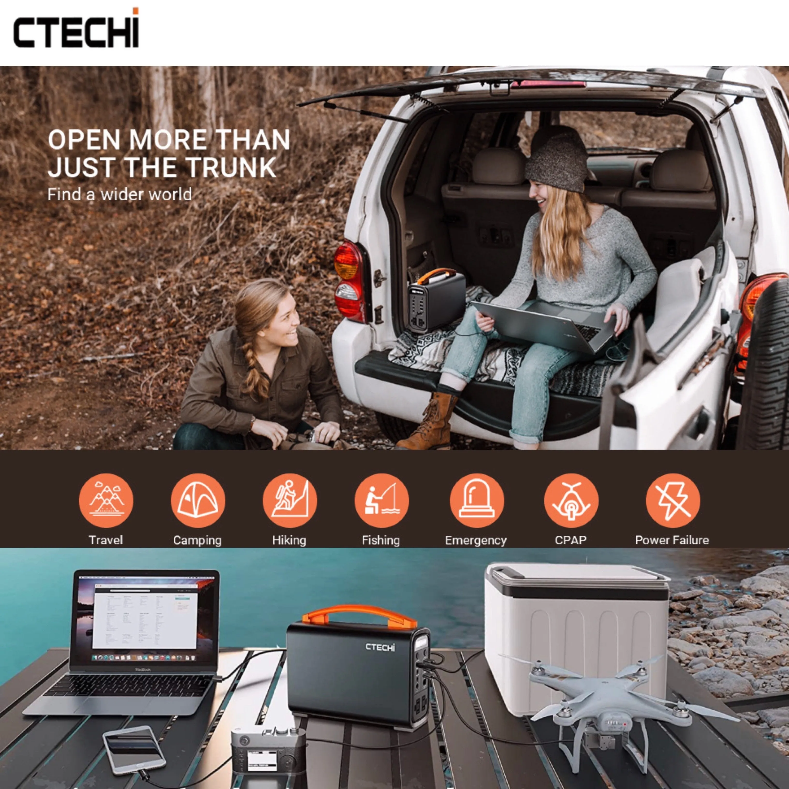 CTECHi GT200PRO Portable Power Station LiFePo4 25Ah 320Wh 100,000mAh