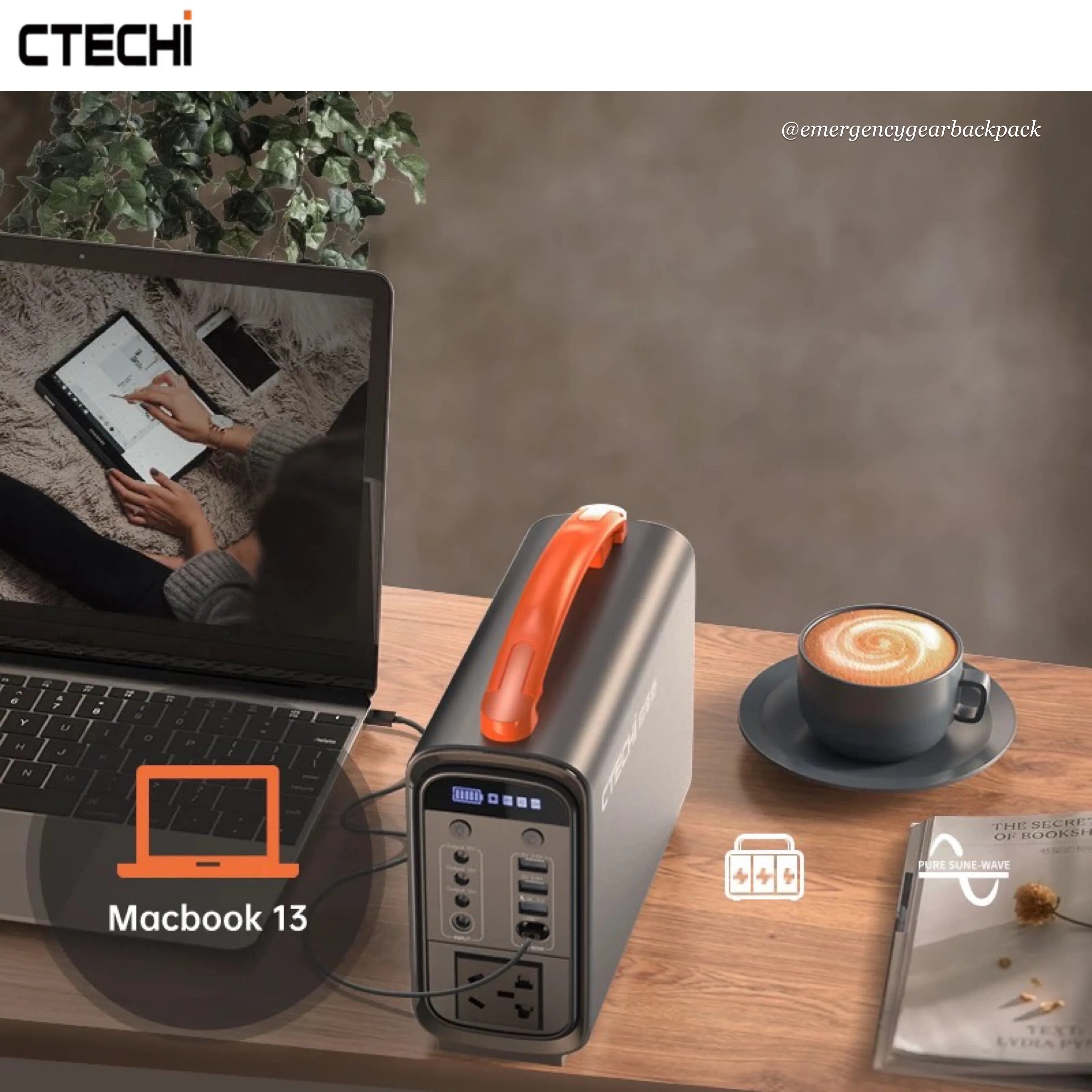 CTECHi GT200PRO Portable Power Station LiFePo4 25Ah 320Wh 100,000mAh