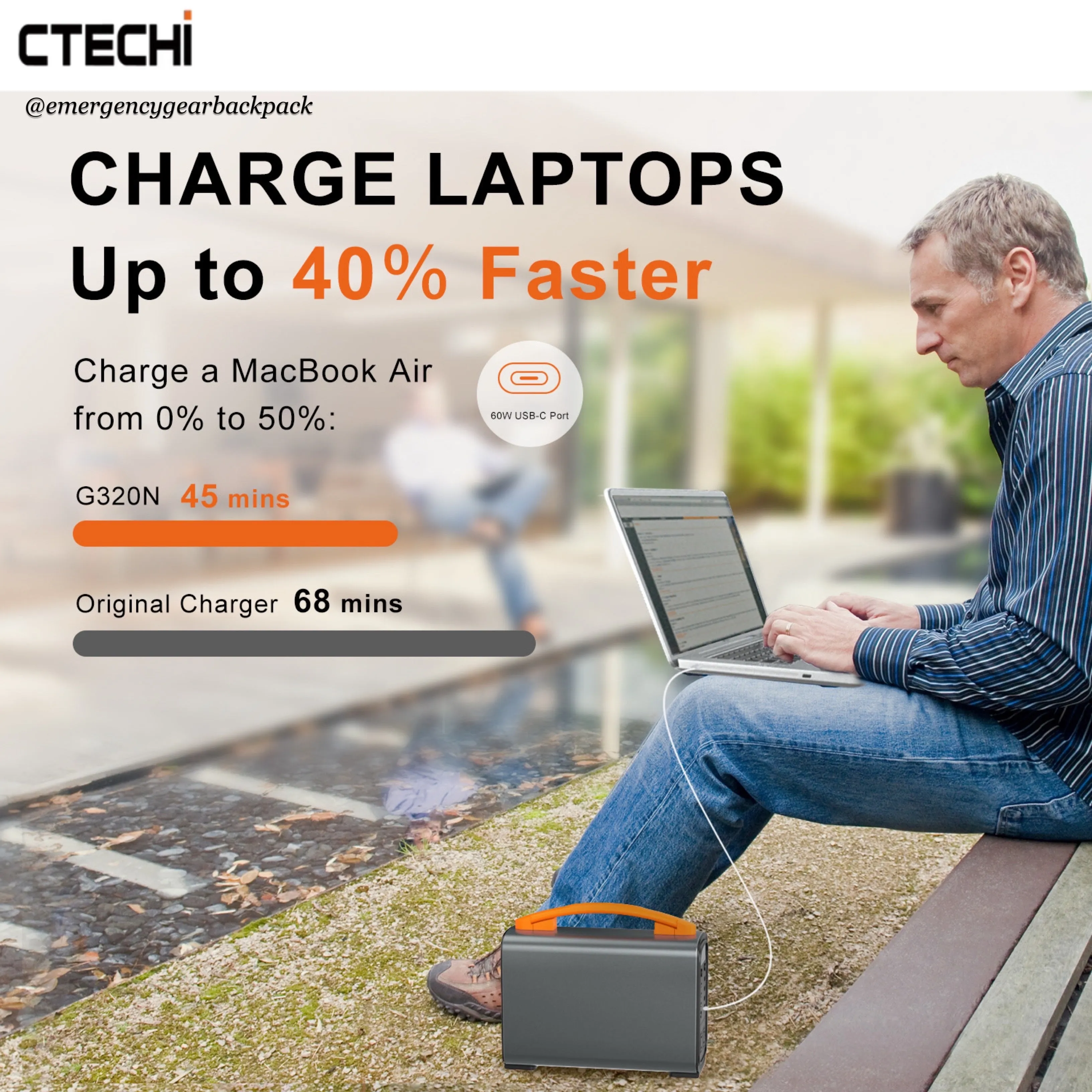 CTECHi GT200PRO Portable Power Station LiFePo4 25Ah 320Wh 100,000mAh