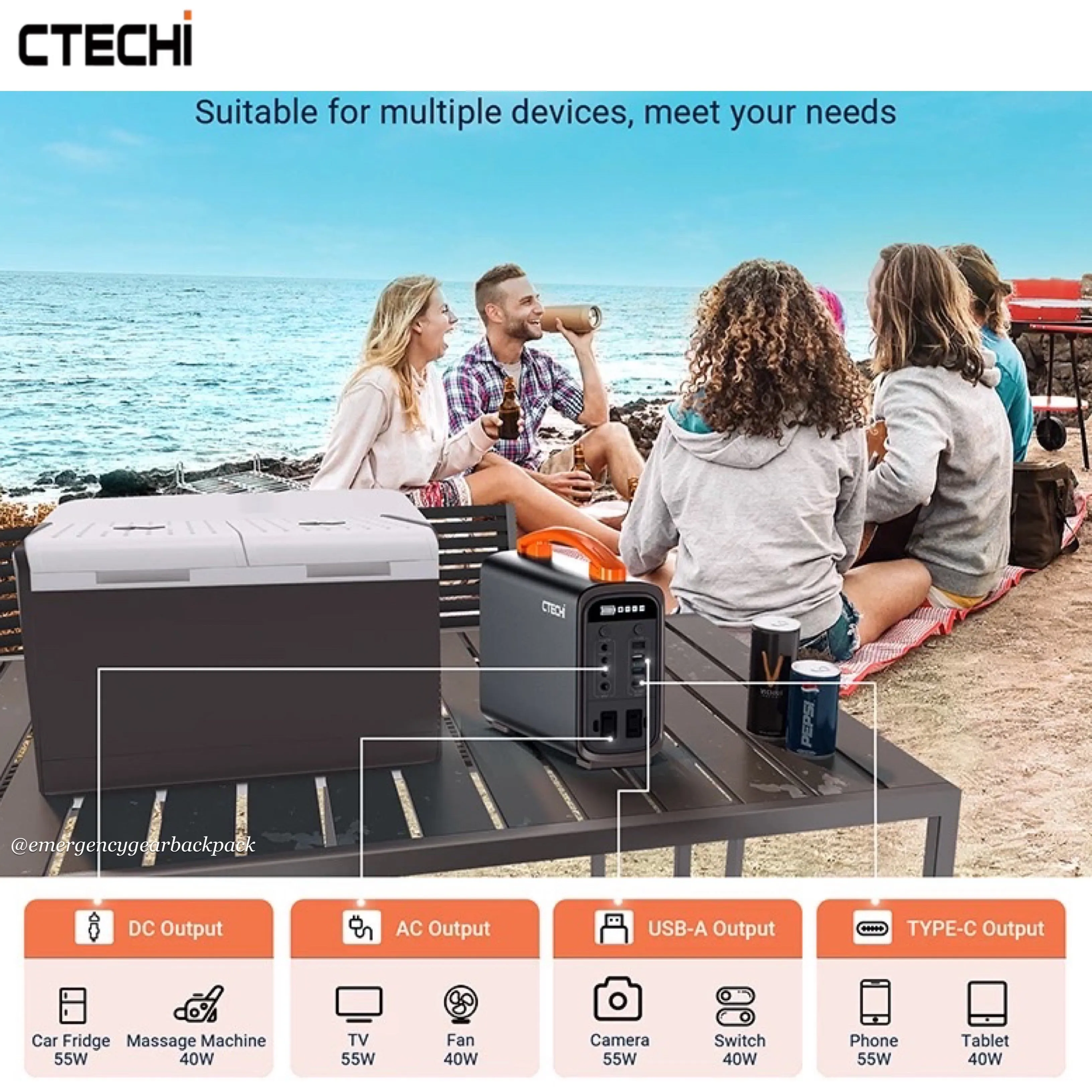 CTECHi GT200PRO Portable Power Station LiFePo4 25Ah 320Wh 100,000mAh