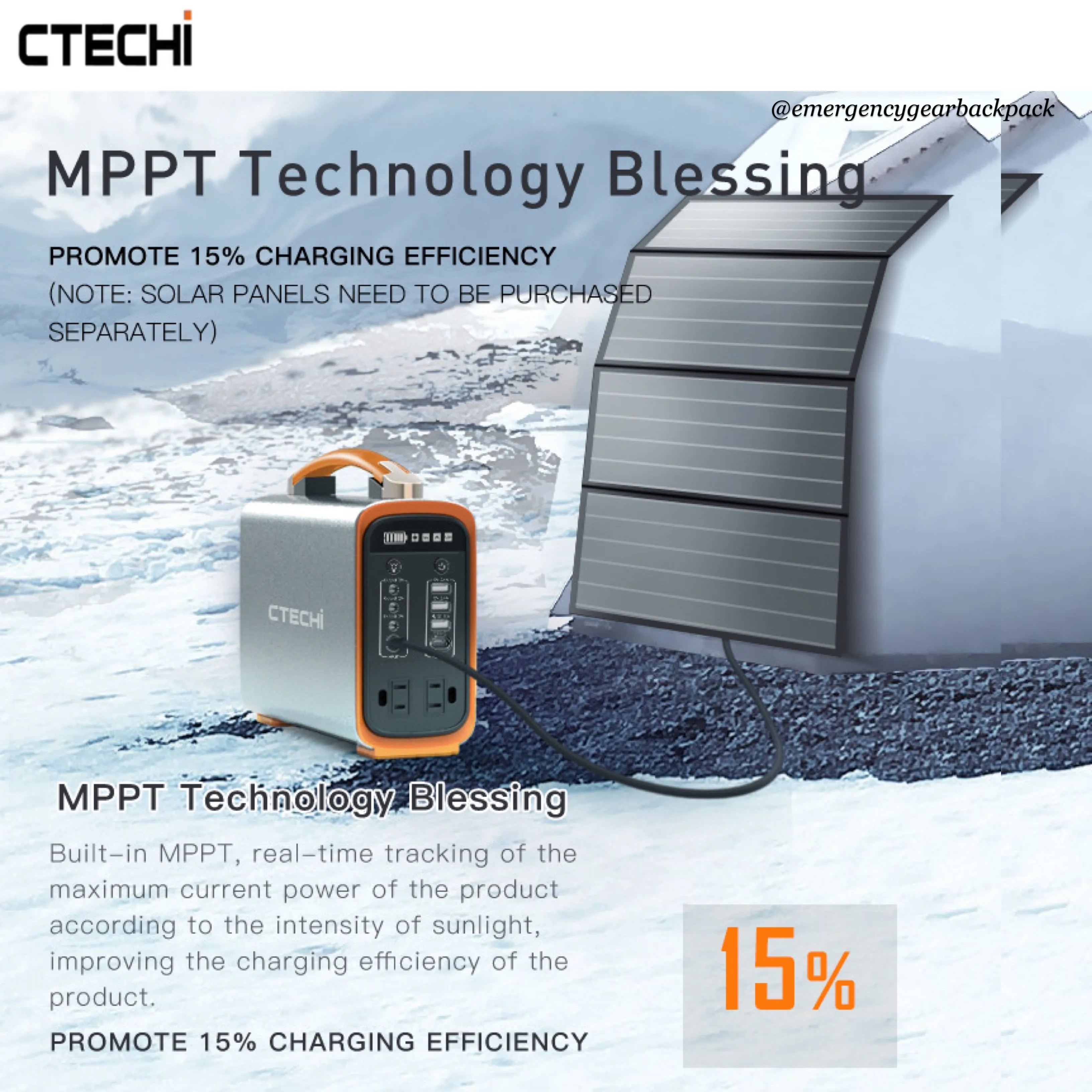 CTECHi GT200PRO Portable Power Station LiFePo4 25Ah 320Wh 100,000mAh