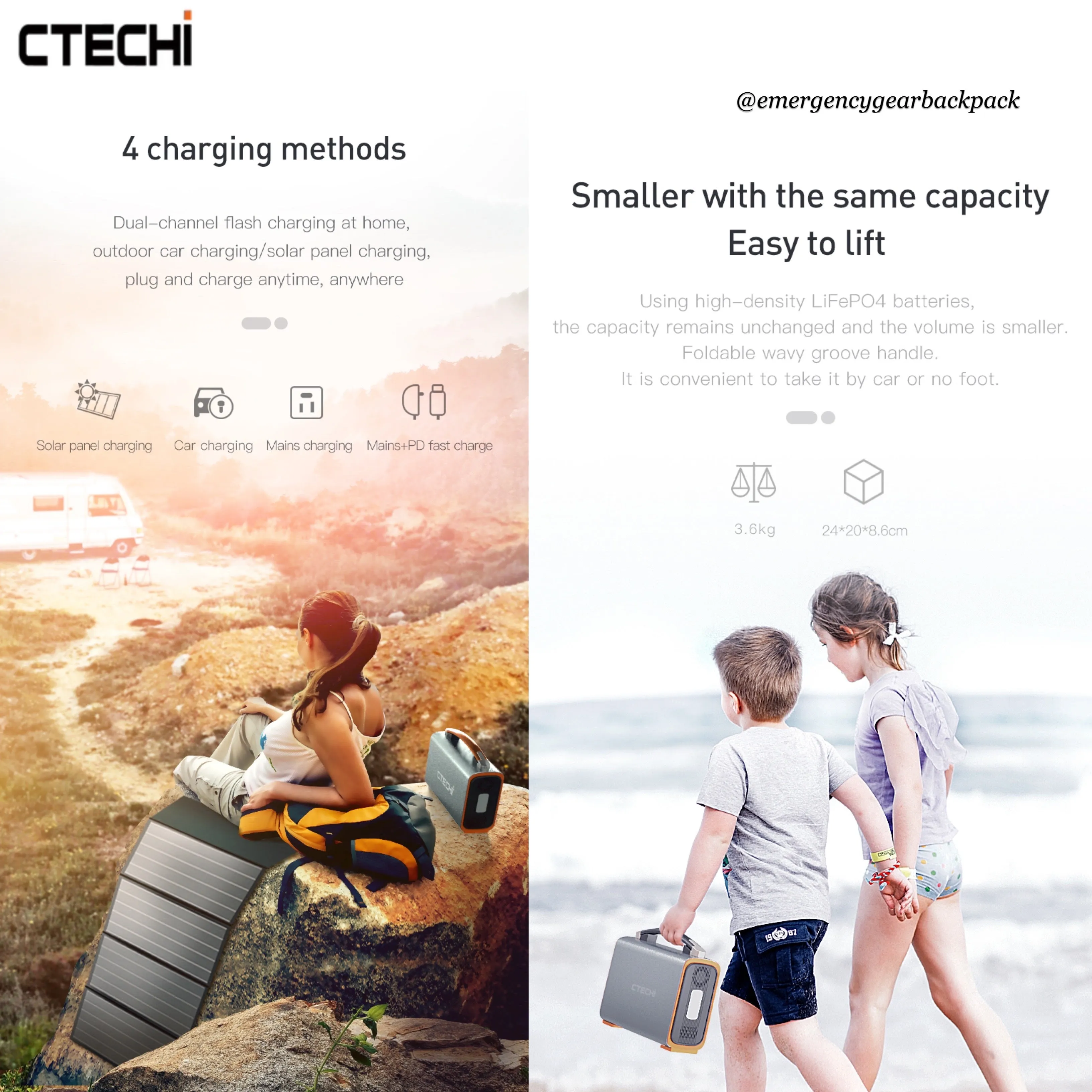 CTECHi GT200PRO Portable Power Station LiFePo4 25Ah 320Wh 100,000mAh