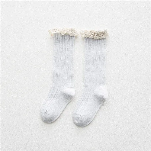 Free Shipping Children's Knee High Socks with Lace Cheap Stuff  Ruffle Socks Kid Princess Girls Baby Leg Warmers Cotton