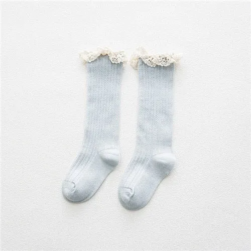 Free Shipping Children's Knee High Socks with Lace Cheap Stuff  Ruffle Socks Kid Princess Girls Baby Leg Warmers Cotton