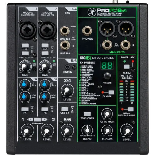 Mackie 6 Channel Professional Effects Mixer with USB