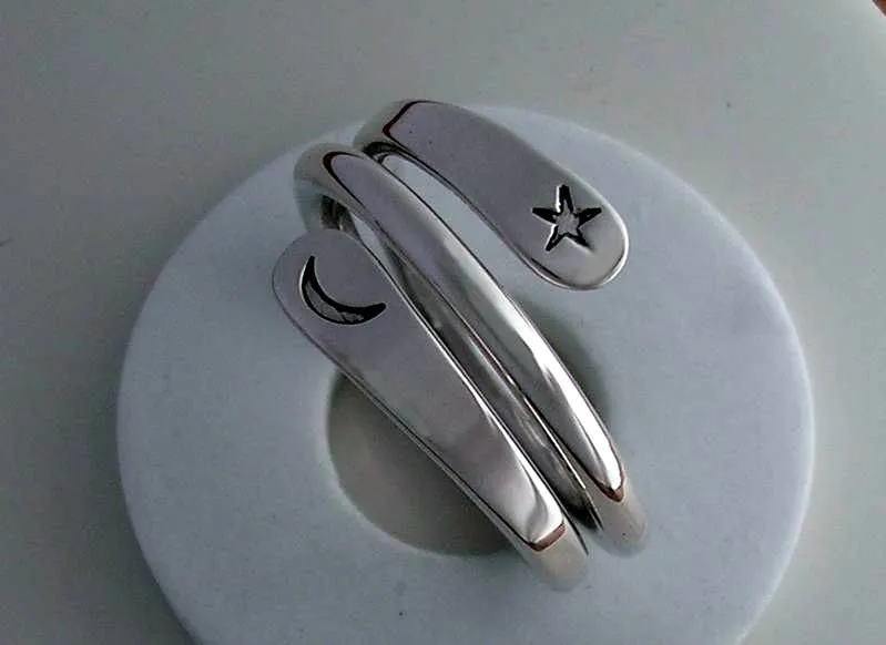 Moon Star Energy Ring in 11 Gauge Sterling Silver