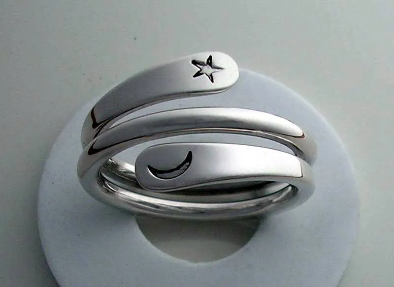 Moon Star Energy Ring in 11 Gauge Sterling Silver