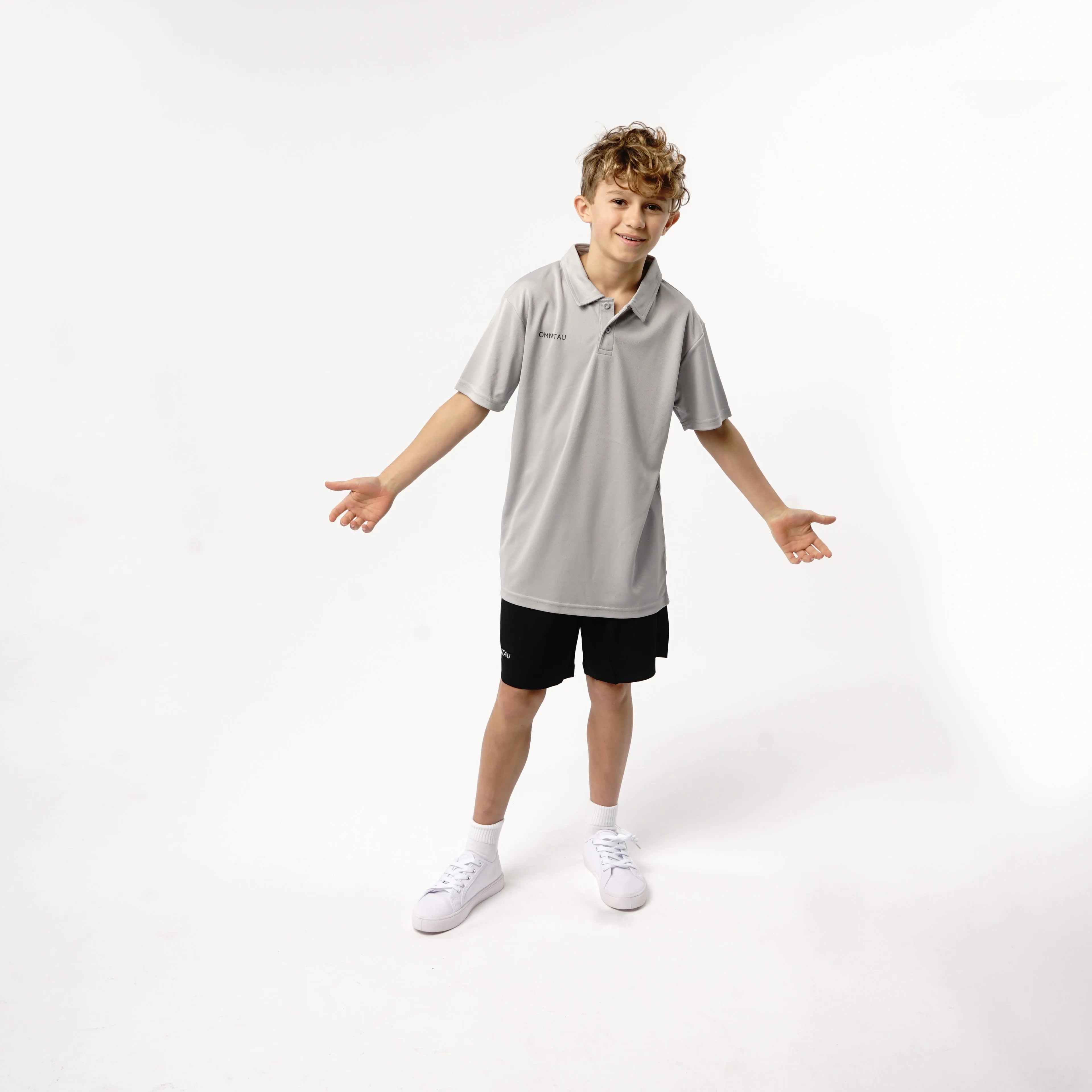 Omnitau Kid's Team Sports Breathable Technical Polo - Heather Grey