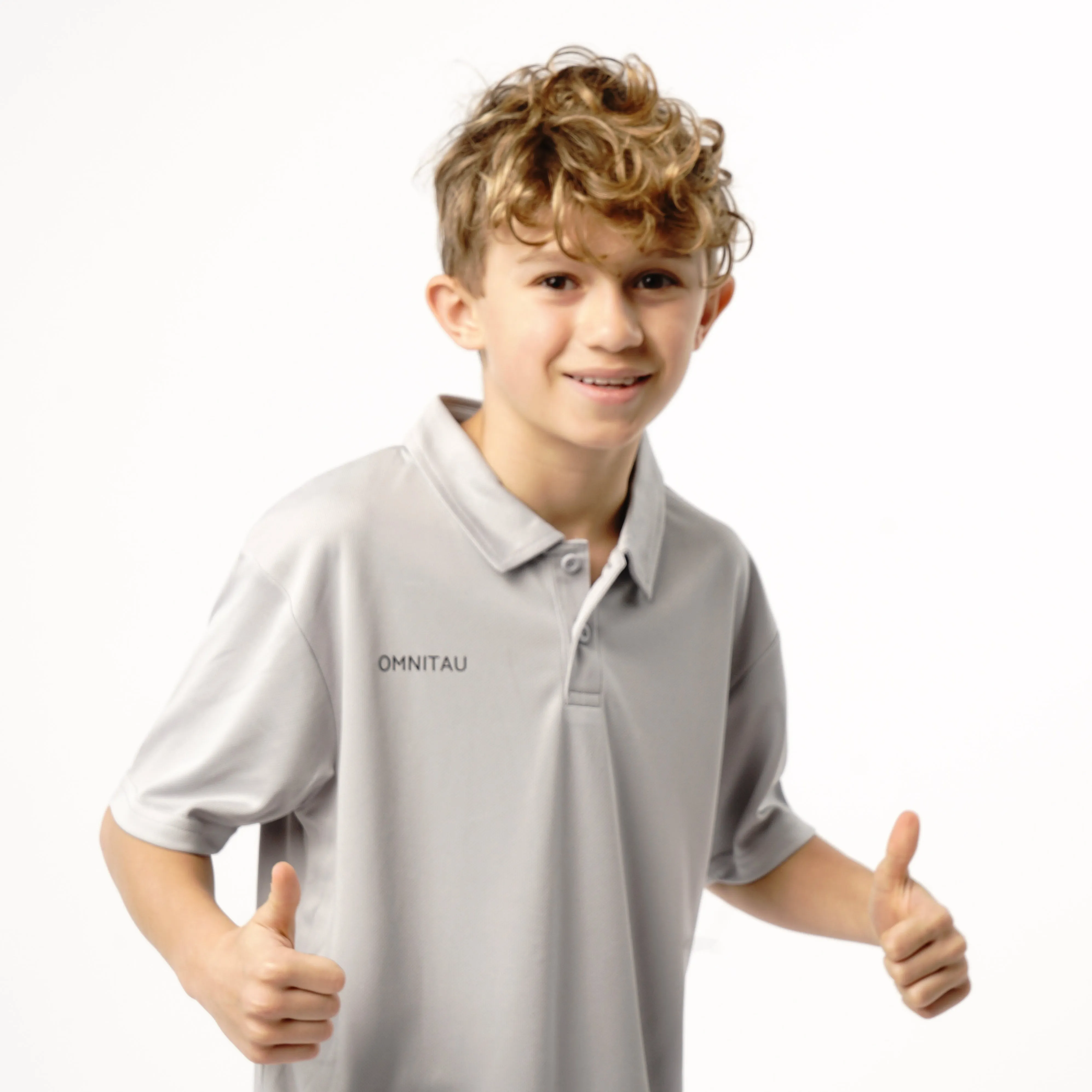 Omnitau Kid's Team Sports Breathable Technical Polo - Heather Grey