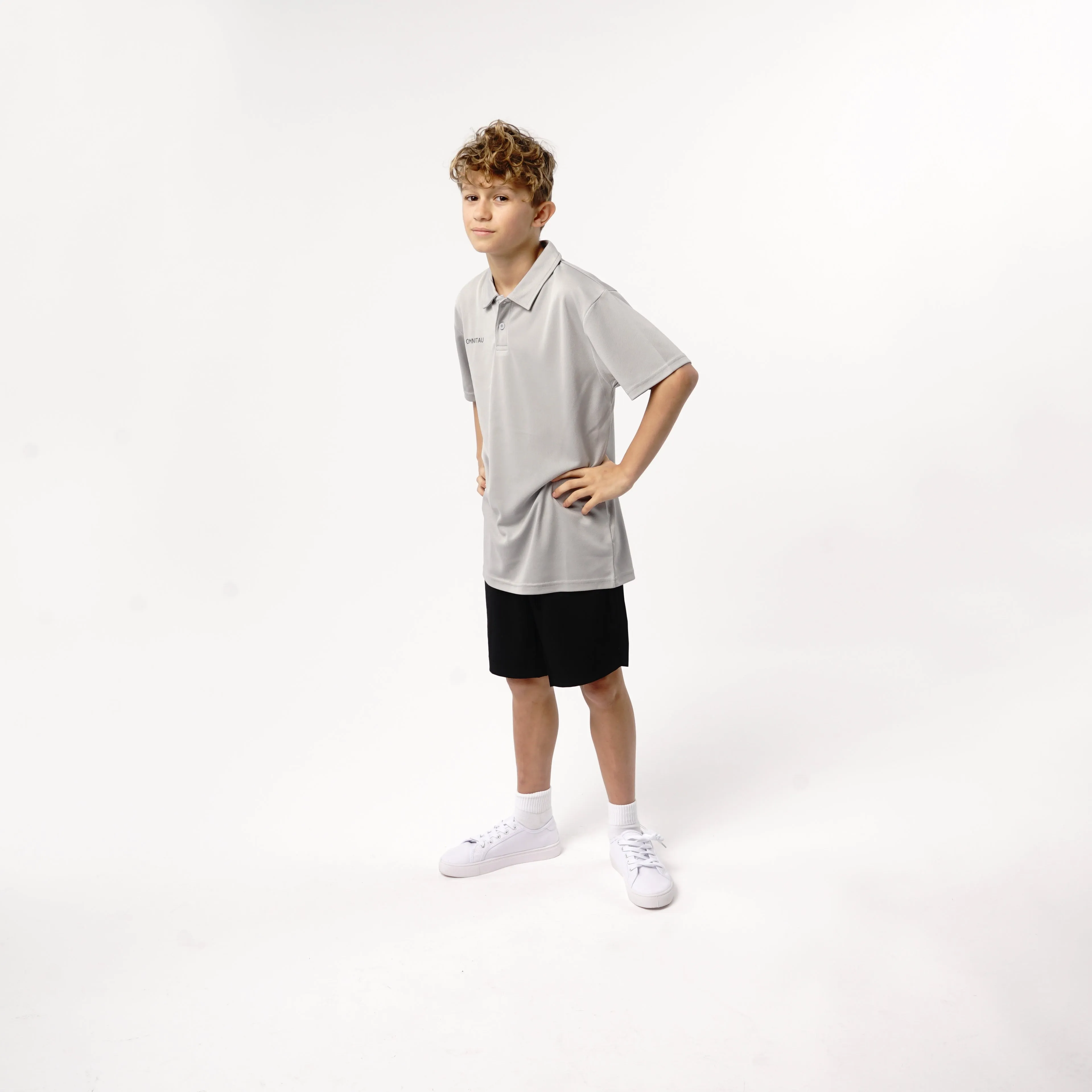 Omnitau Kid's Team Sports Breathable Technical Polo - Heather Grey
