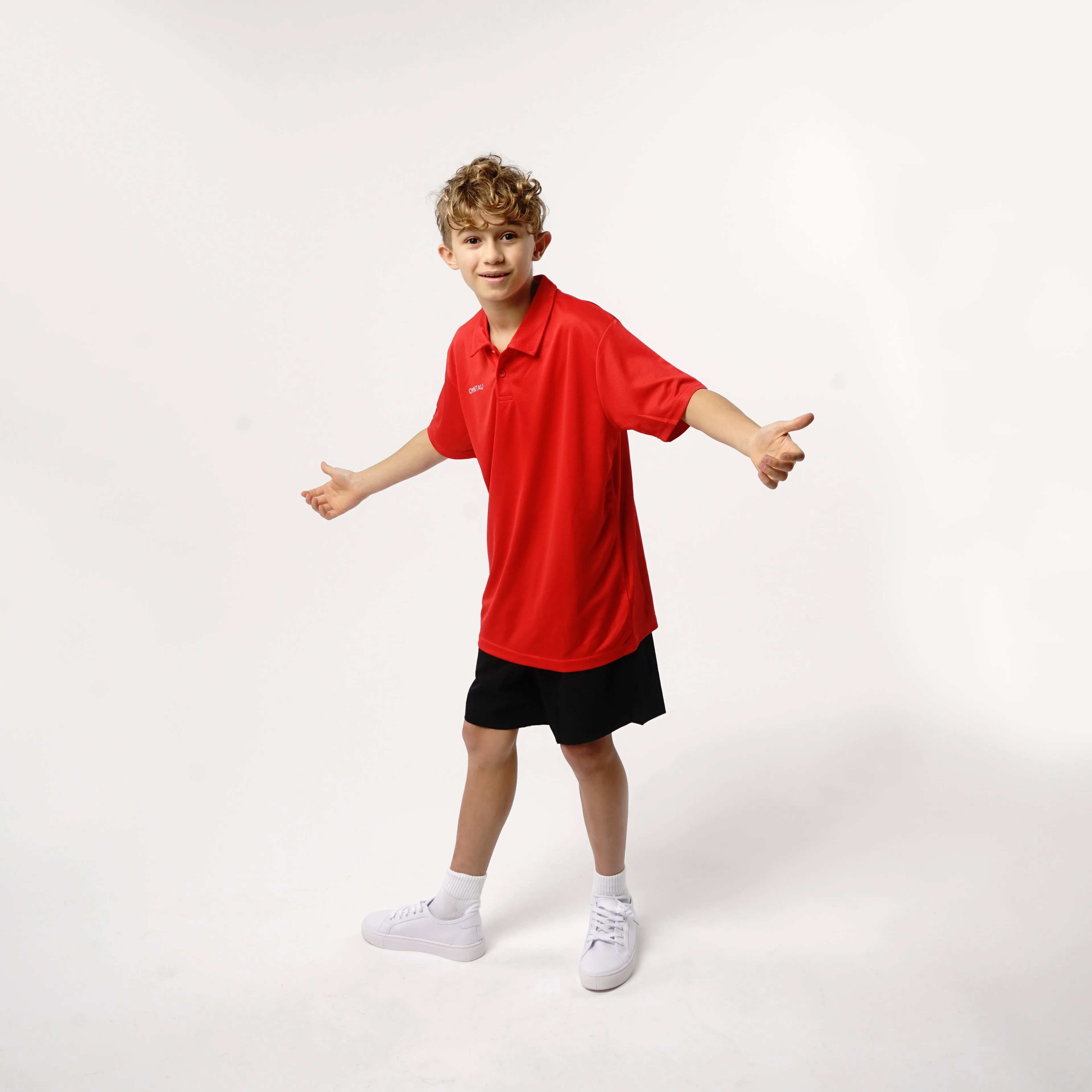 Omnitau Kid's Team Sports Breathable Technical Polo - Red