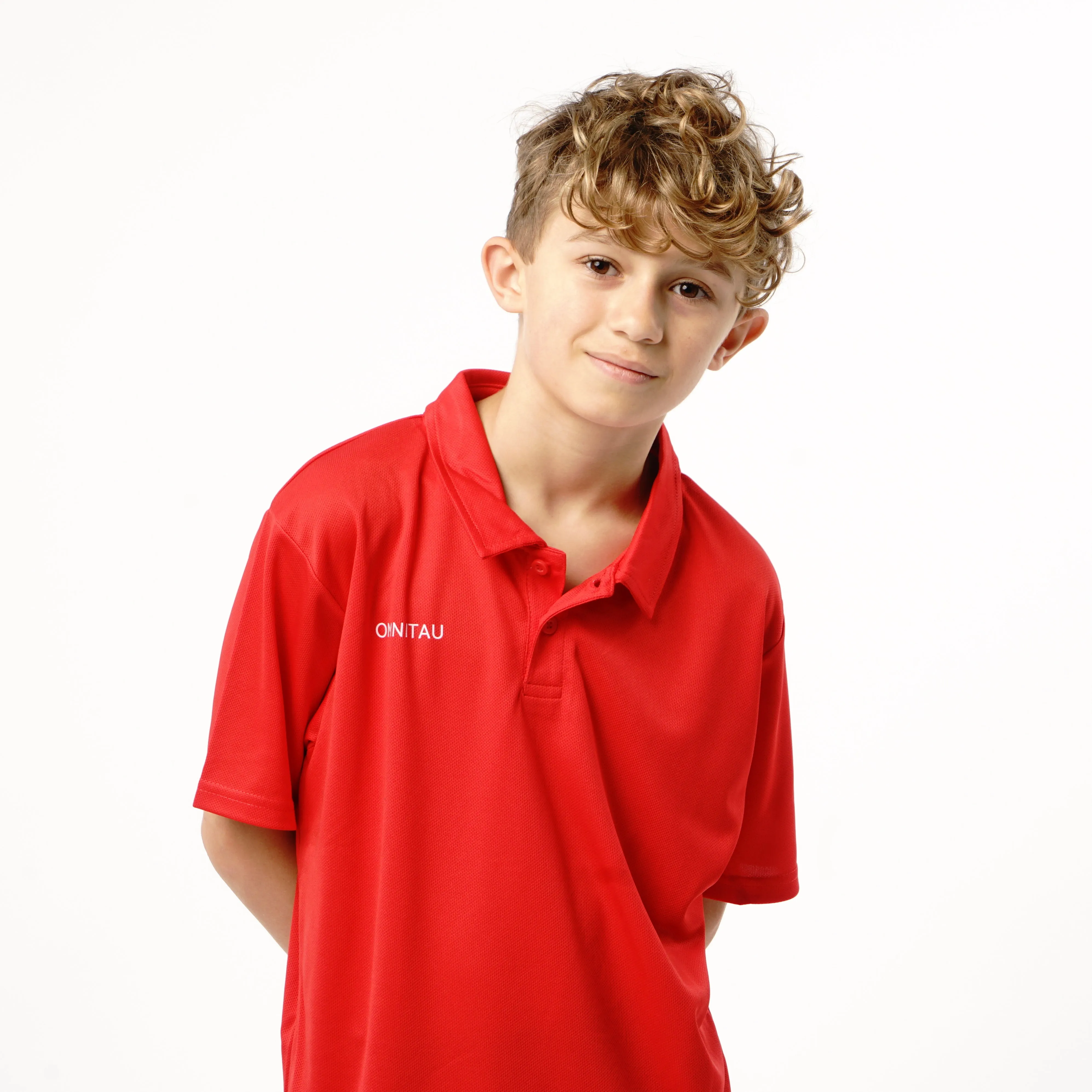 Omnitau Kid's Team Sports Breathable Technical Polo - Red