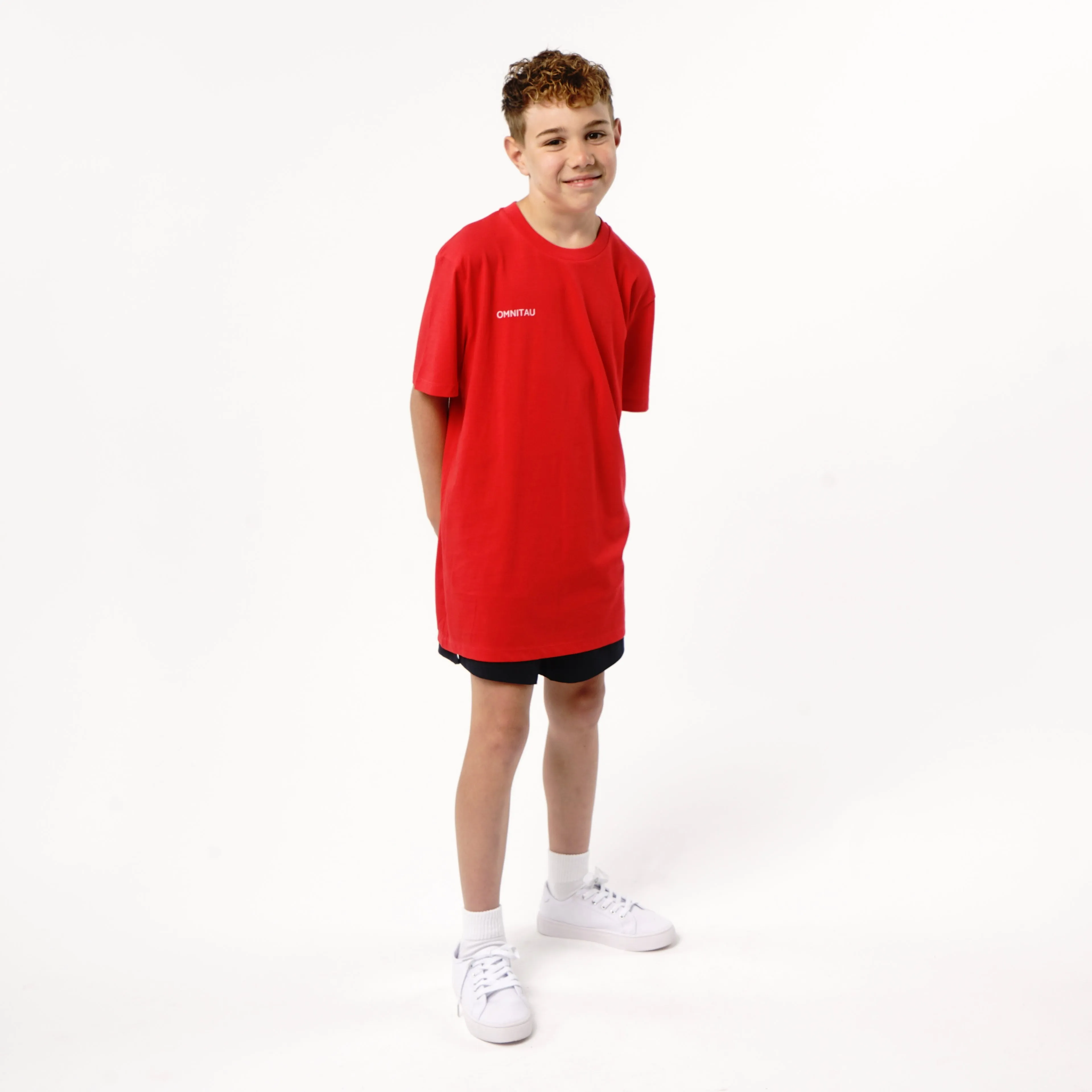 Omnitau Kid's Team Sports Organic Cotton T-Shirt - Red