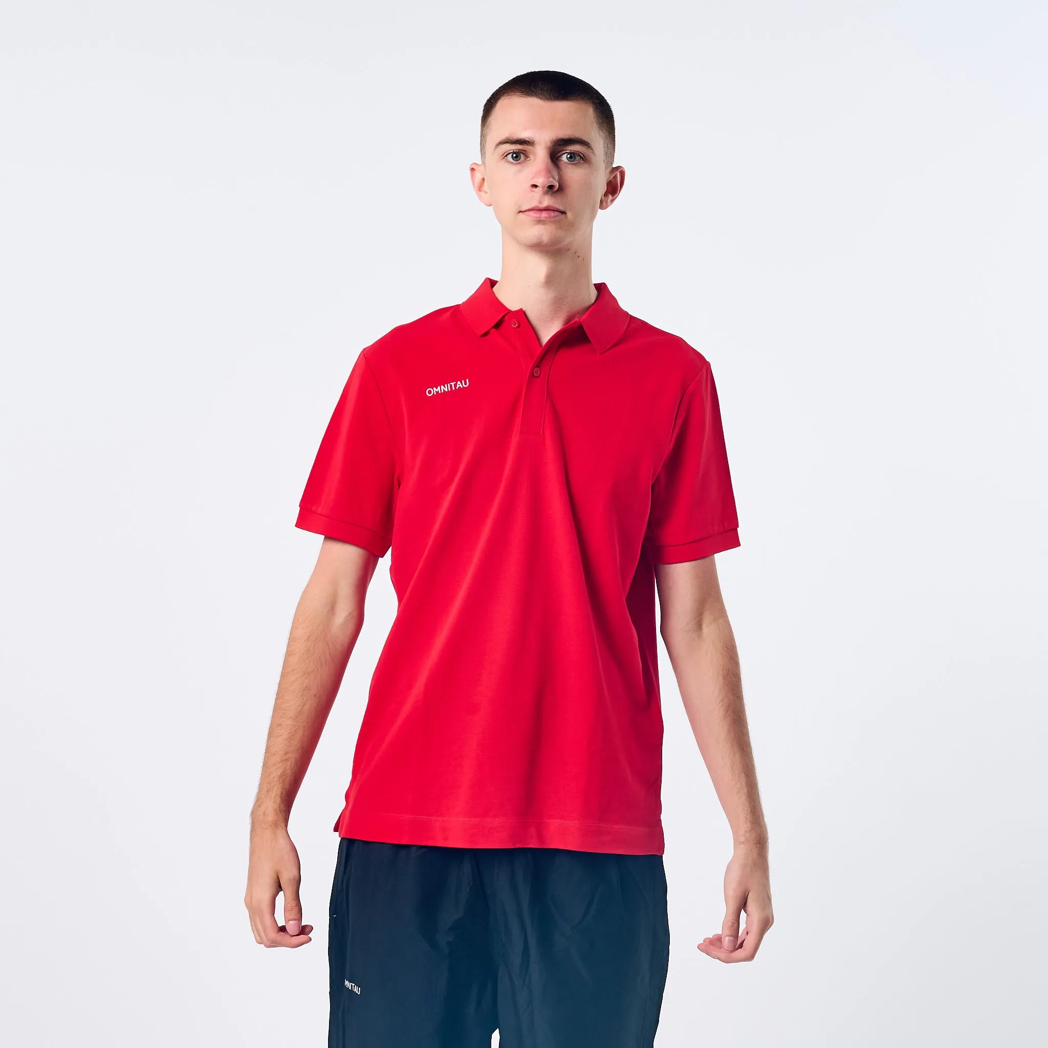 Omnitau Men's Team Sports Organic Cotton Polo - Red