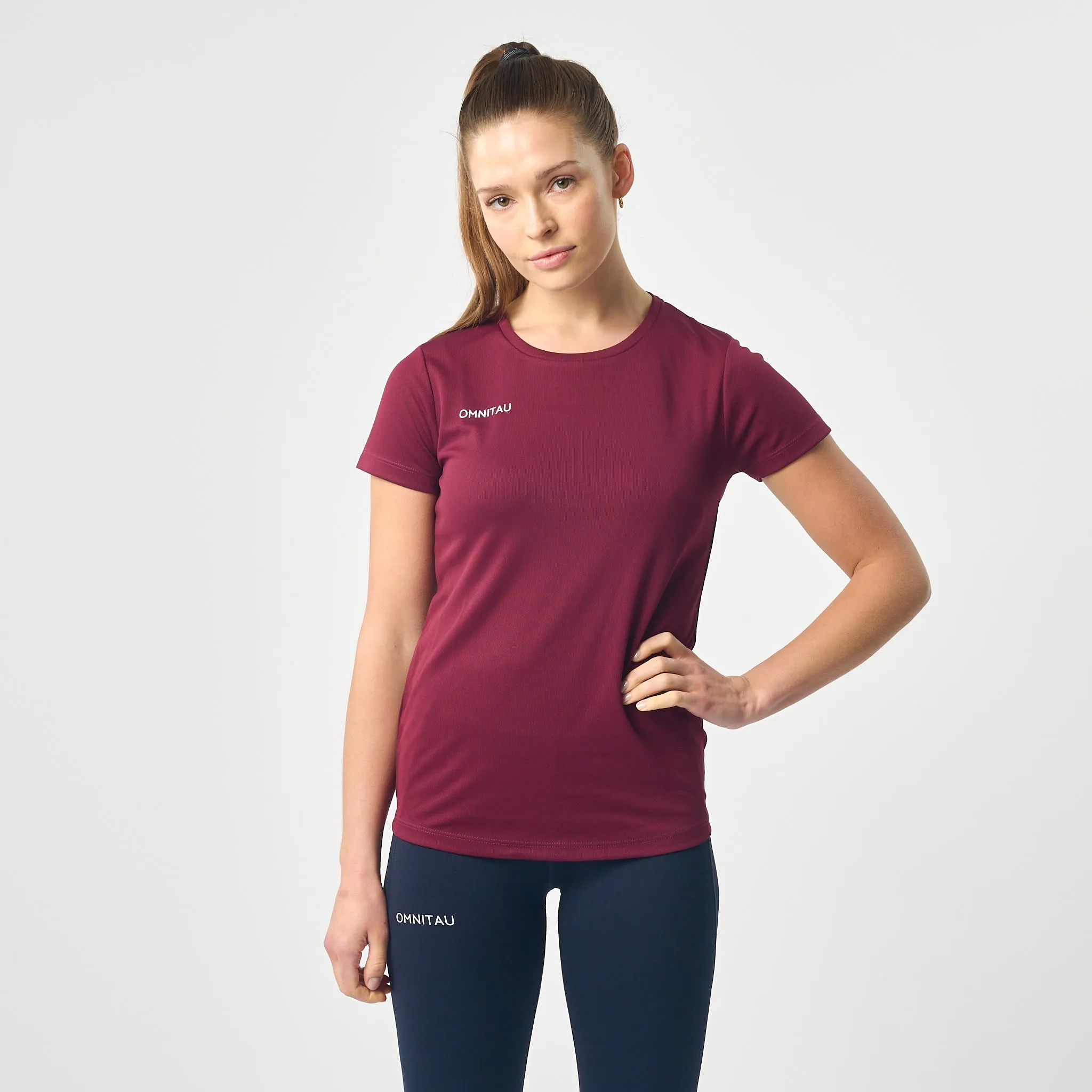 Omnitau Women's Team Sports Breathable Technical T-Shirt - Burgundy