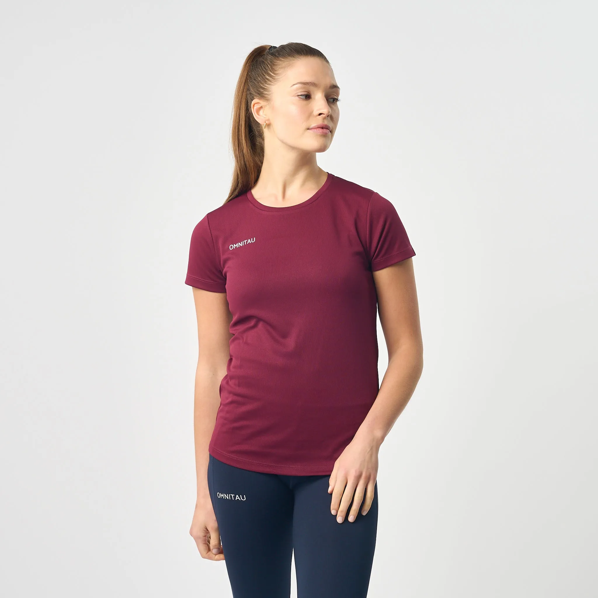 Omnitau Women's Team Sports Breathable Technical T-Shirt - Burgundy
