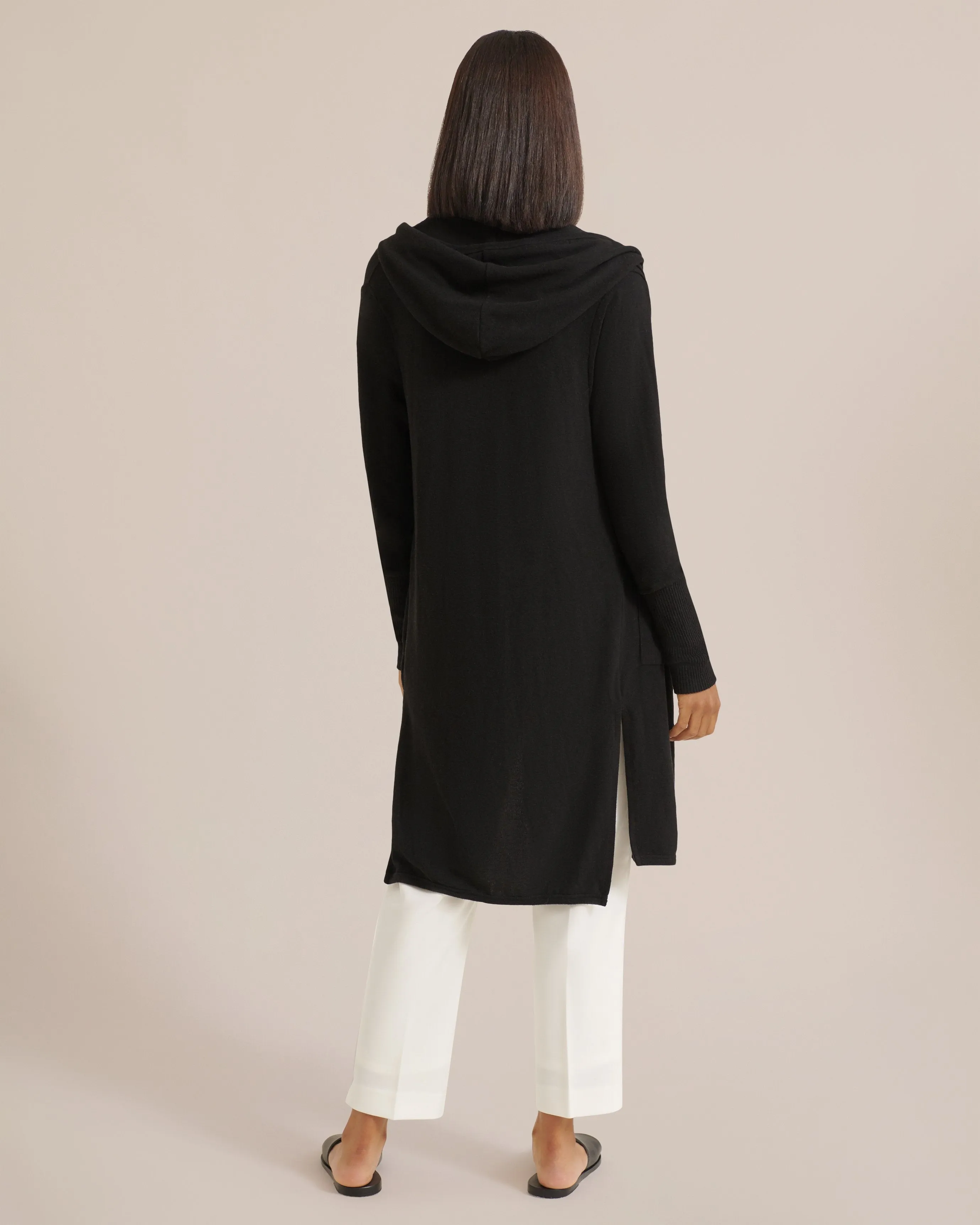 Zelly Hooded Open-Front Cardigan